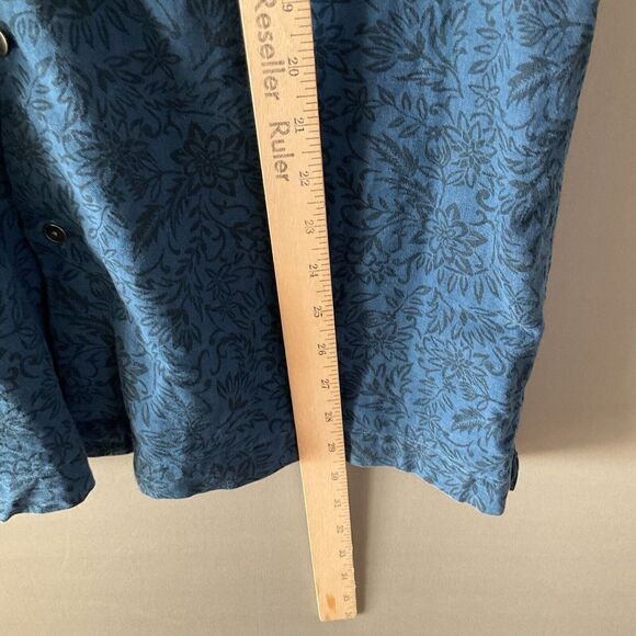 Hart Schaffner Marx Mens Cotton Button Down Shirt Blue Floral Short Sleeve LARGE - Picture 5 of 9